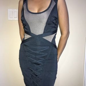 Body con teal blue grey navy blue dress